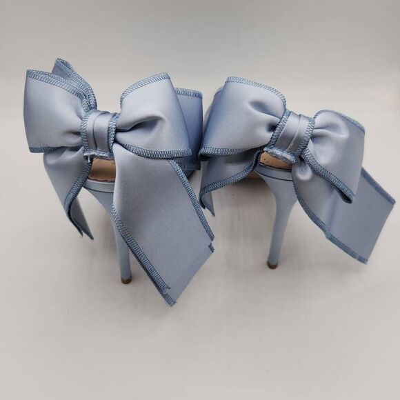 Steve Madden Teacup Blue Satin Pointed Toe Slingback Heel Women's Size 9 - Picture 5 of 7